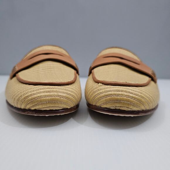 Veronica Beard Raffia Penny Loafer Womens 9 Natural Tan Slip On Summer Capsule - Picture 5 of 13